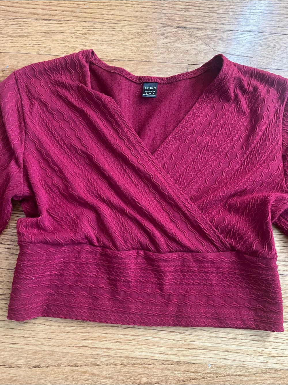 SHEIN Red Ribbed Long-Sleeve Top - Picture 2 of 5